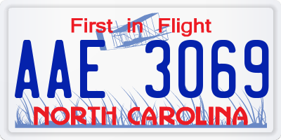 NC license plate AAE3069