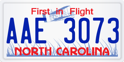 NC license plate AAE3073