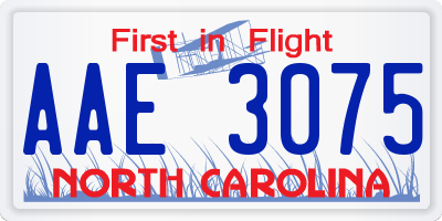 NC license plate AAE3075