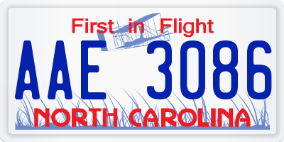 NC license plate AAE3086