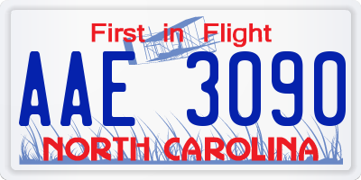 NC license plate AAE3090