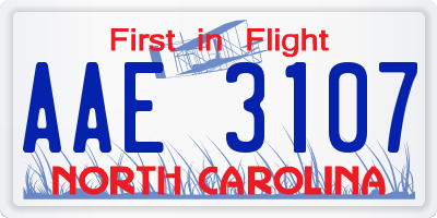 NC license plate AAE3107