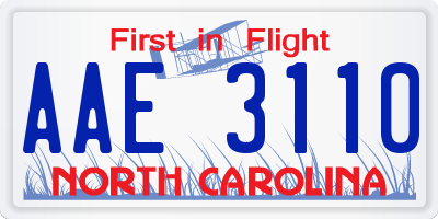 NC license plate AAE3110