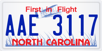 NC license plate AAE3117