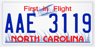 NC license plate AAE3119