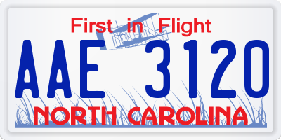 NC license plate AAE3120
