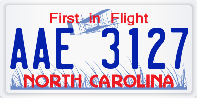 NC license plate AAE3127