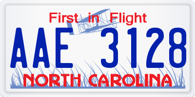 NC license plate AAE3128