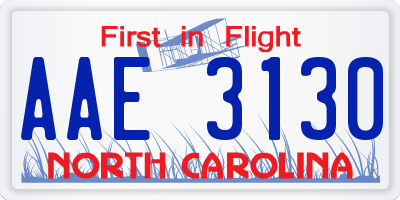 NC license plate AAE3130