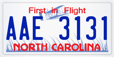 NC license plate AAE3131