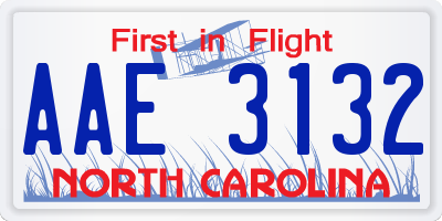 NC license plate AAE3132
