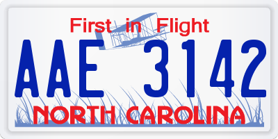 NC license plate AAE3142