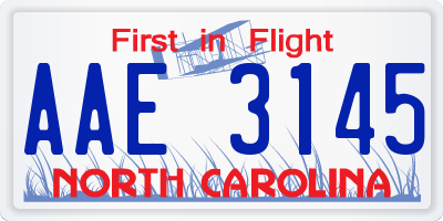 NC license plate AAE3145