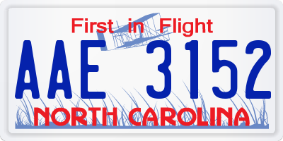 NC license plate AAE3152