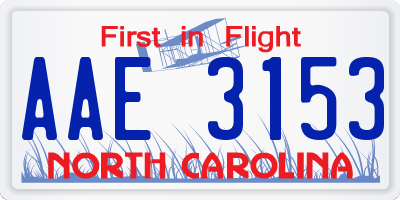 NC license plate AAE3153