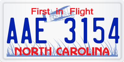 NC license plate AAE3154