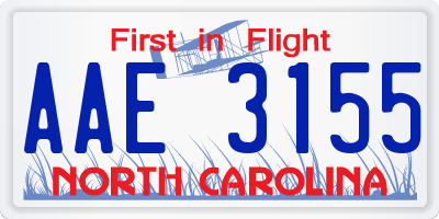 NC license plate AAE3155