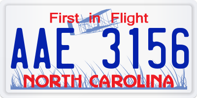 NC license plate AAE3156