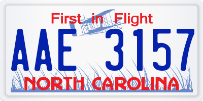 NC license plate AAE3157