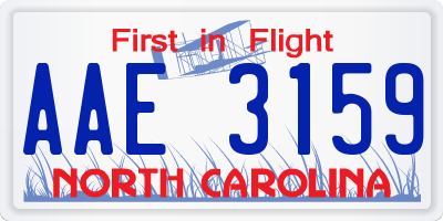 NC license plate AAE3159