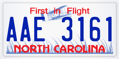 NC license plate AAE3161