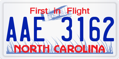 NC license plate AAE3162