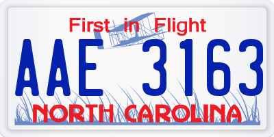 NC license plate AAE3163