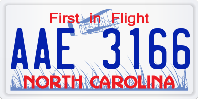 NC license plate AAE3166