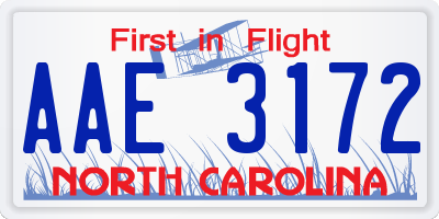 NC license plate AAE3172