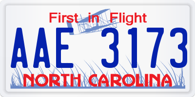 NC license plate AAE3173