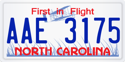 NC license plate AAE3175