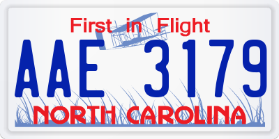 NC license plate AAE3179