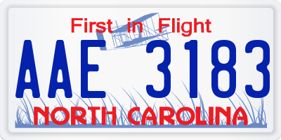 NC license plate AAE3183