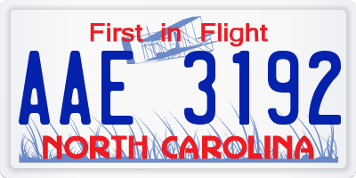 NC license plate AAE3192