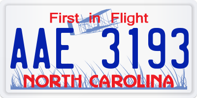 NC license plate AAE3193