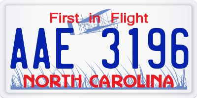 NC license plate AAE3196