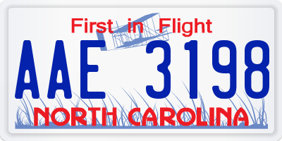 NC license plate AAE3198
