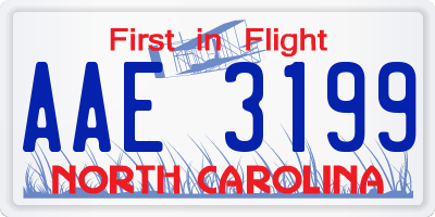 NC license plate AAE3199