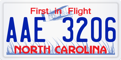 NC license plate AAE3206