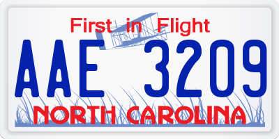 NC license plate AAE3209