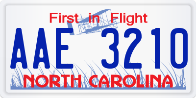 NC license plate AAE3210