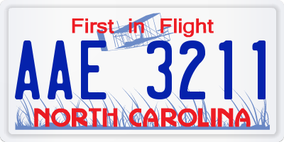 NC license plate AAE3211