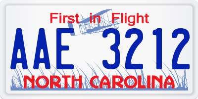 NC license plate AAE3212