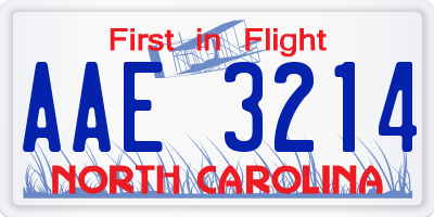 NC license plate AAE3214