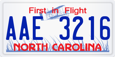 NC license plate AAE3216