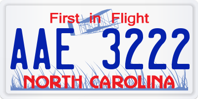 NC license plate AAE3222