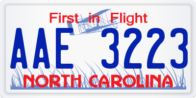 NC license plate AAE3223