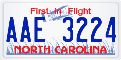 NC license plate AAE3224