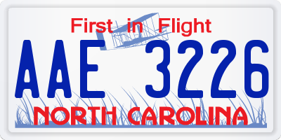 NC license plate AAE3226