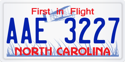 NC license plate AAE3227